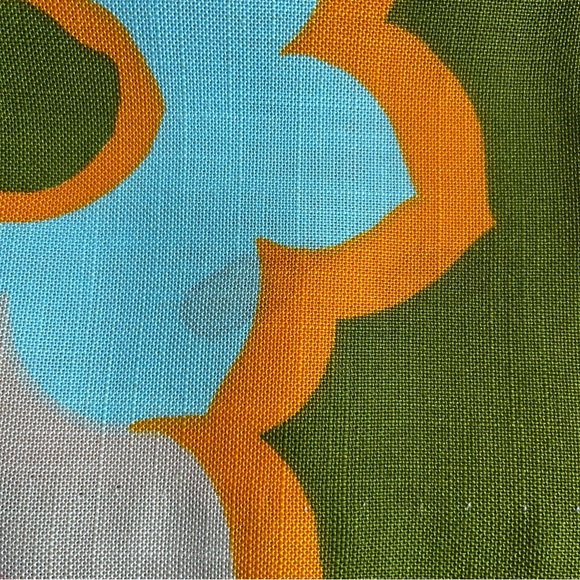 Vintage 60s Mod Floral Woven Shift Sheath Dress Tan Orange Green Pink - Picture 14 of 16